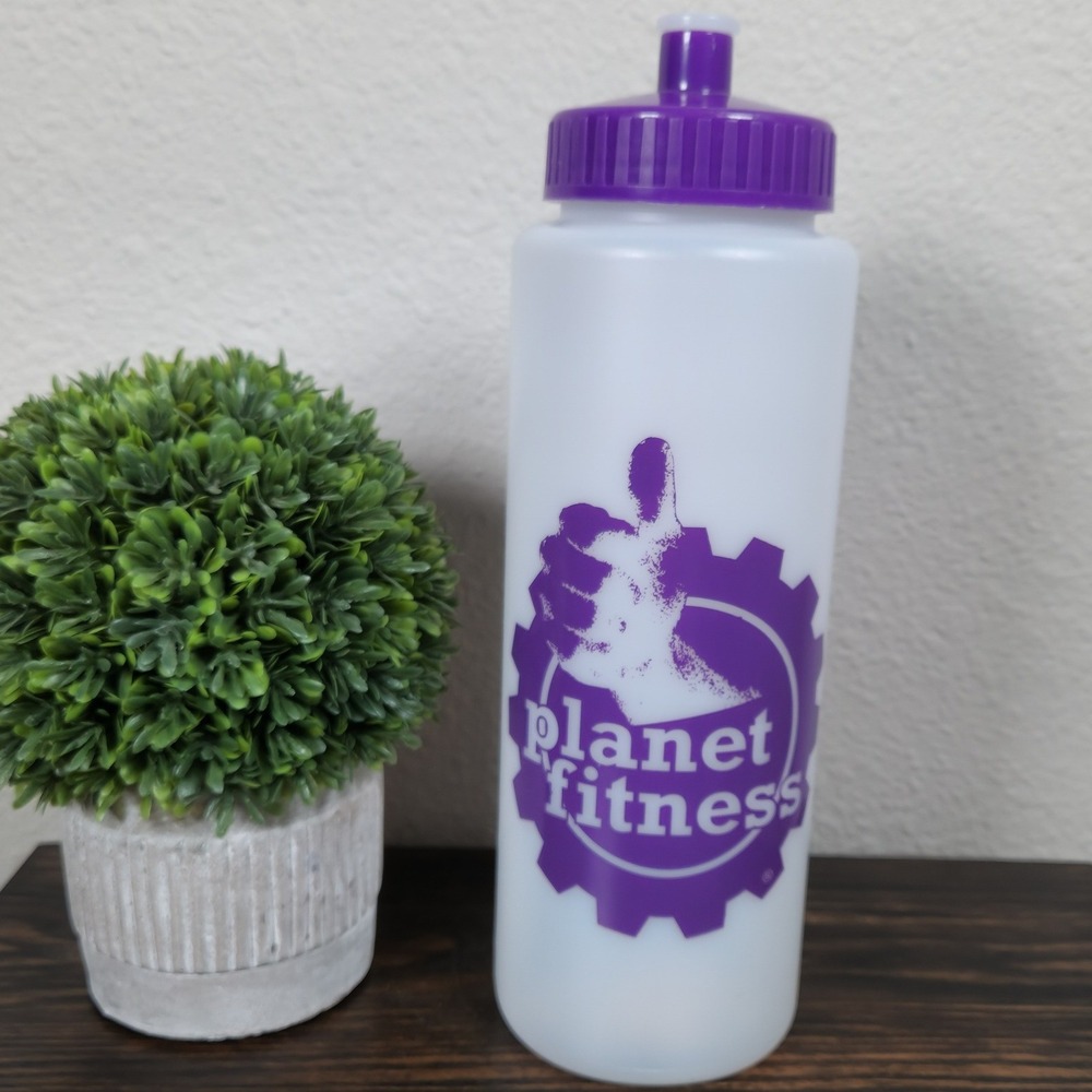 Planet Fitness Water Bottle Purple White Squeeze Sport Gym‎ Hydration 1506216-00